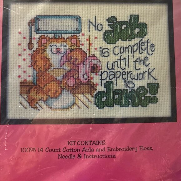 Design Works Paperwork No Job Is Complete...5X7 Count Cross Stitch Kit #2313 NSP - Picture 4 of 8